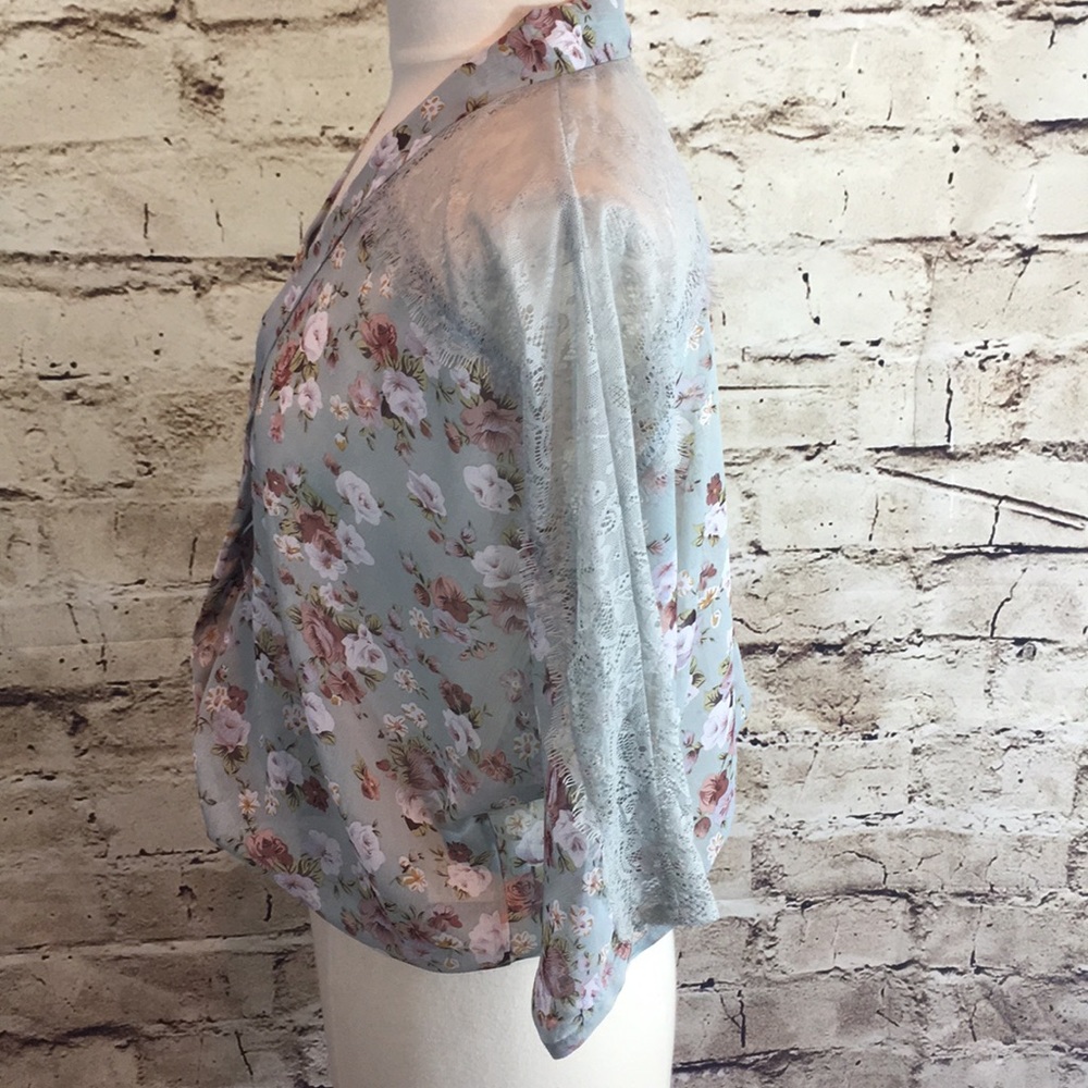Blue Bird Sheer Floral Chiffon and Lace Top - Picture 5 of 8